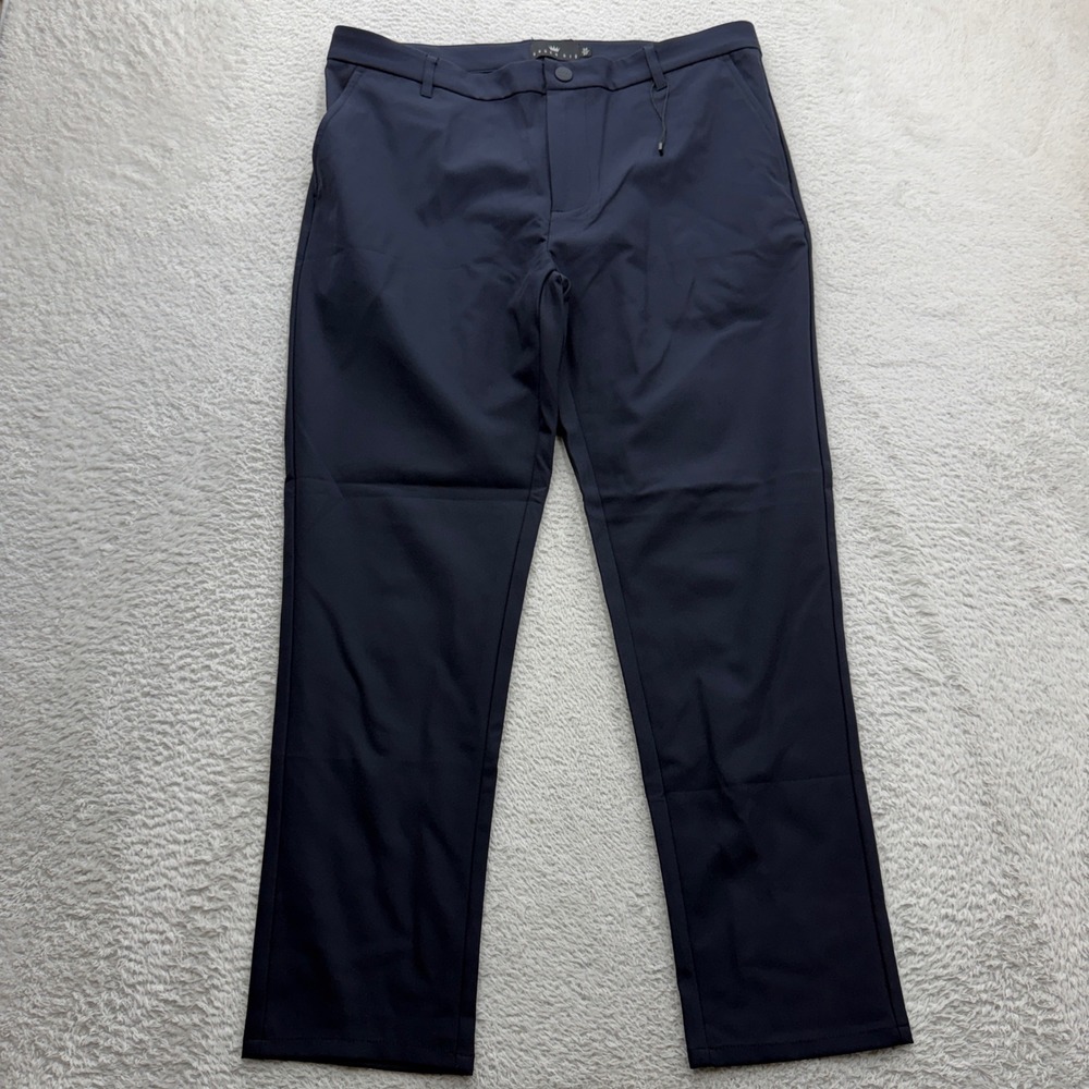 Under 5'10 Mens Performance Chino Pants Navy Blue Stretch 34x27 Short Inseam